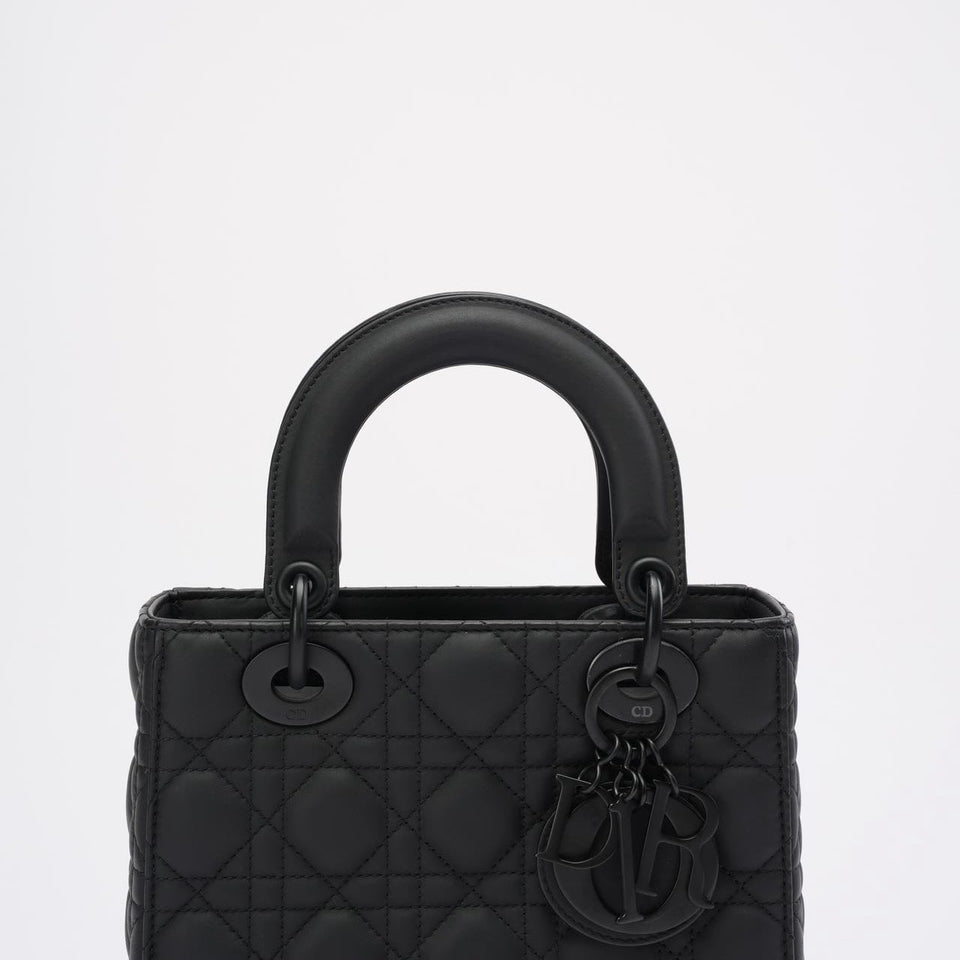 Christian Dior Lady Dior Small Matte Black Tonal Bag 2021