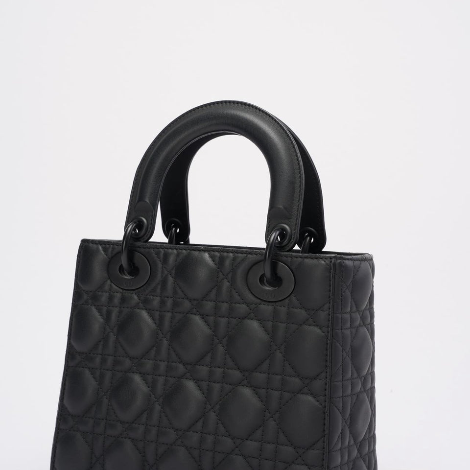 Christian Dior Lady Dior Small Matte Black Tonal Bag 2021
