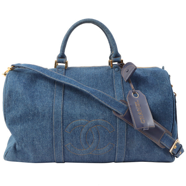 Chanel Vintage 1997 Denim CC Stitch 2-Way Boston Bag Indigo – Bags Junction