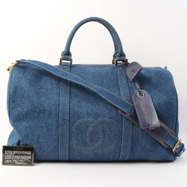 Chanel Vintage 1997 Denim CC Stitch 2-Way Boston Bag Indigo – Bags Junction