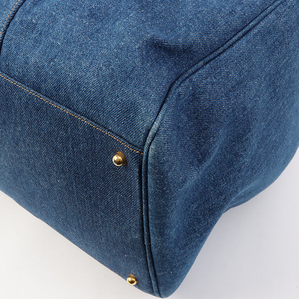 Chanel Vintage 1997 Denim CC Stitch 2-Way Boston Bag Indigo – Bags Junction