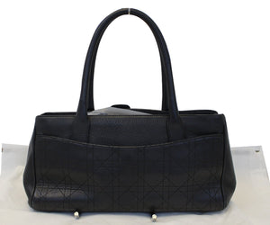 Christian Dior Black Leather Cannage Medium Tote Bag
