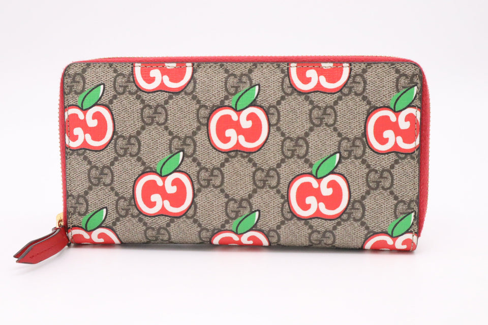 Gucci Long Wallet in GG Supreme Apples Canvas