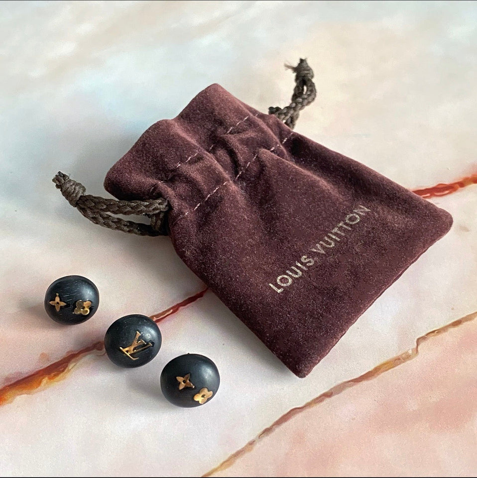 Louis Vuitton Trio of Logo Wood Stud Earrings