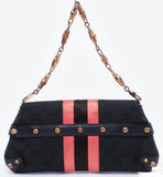 Gucci Horsebit 1955 Chain Shoulder bag Black monogram with Pink silk stripe