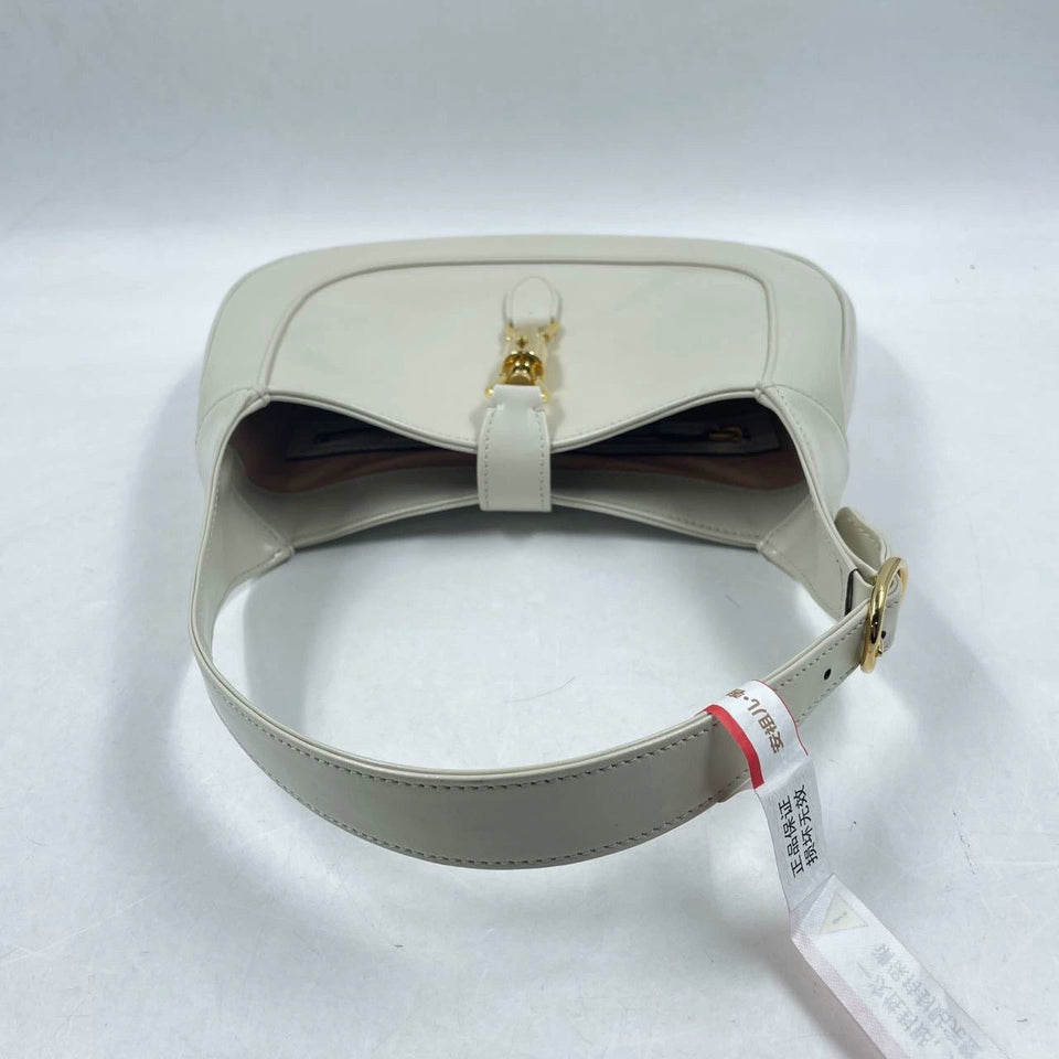 Gucci Jackie 1961 White Leather Bag with Adjustable Strap Size Small