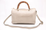 Gucci Bamboo Shopper Boston Bag in Metallic Beige Leather