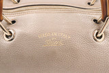 Gucci Bamboo Shopper Boston Bag in Metallic Beige Leather