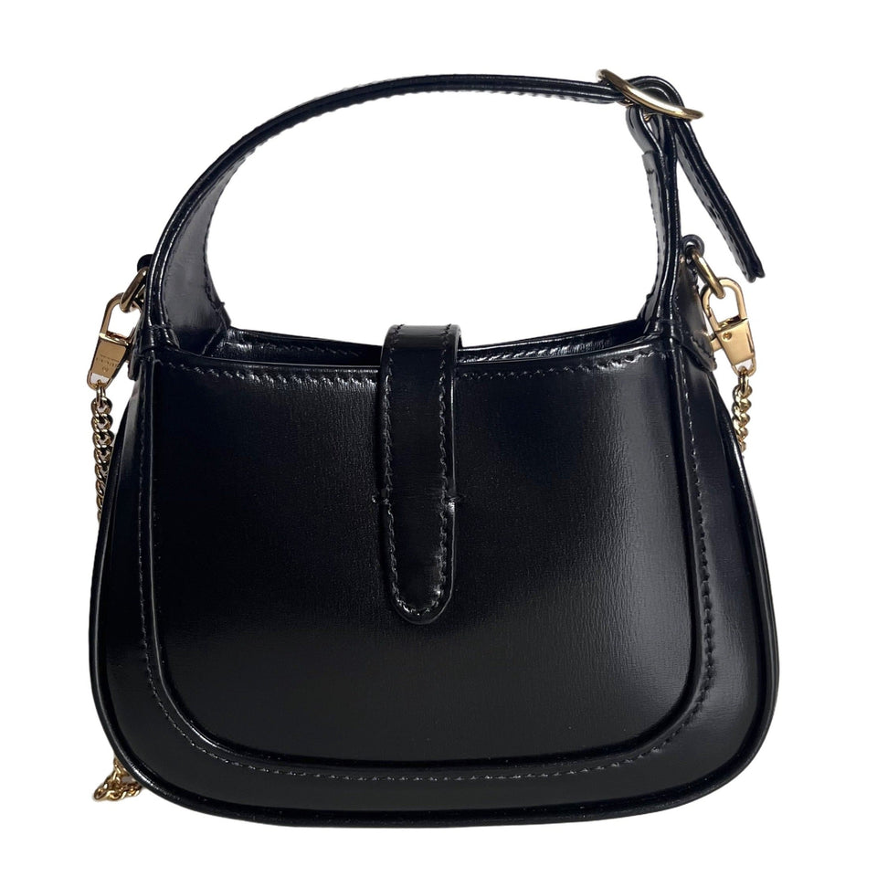 Gucci Jackie 1961 Super Mini Black Leather Bag with Chain Strap