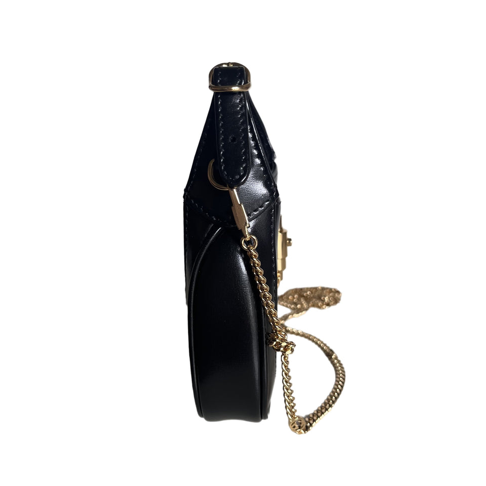 Gucci Jackie 1961 Super Mini Black Leather Bag with Chain Strap
