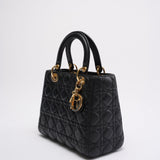Christian Dior Black Medium Lady Dior Cannage Bag Lambskin 2019