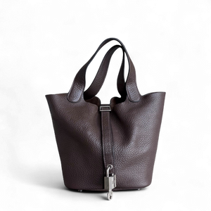 Hermes Picotin 18 - TC Clemence Leather Palladium Silver Hardware Stamp Square P