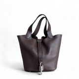 Hermes Picotin 18 - TC Clemence Leather Palladium Silver Hardware Stamp Square P