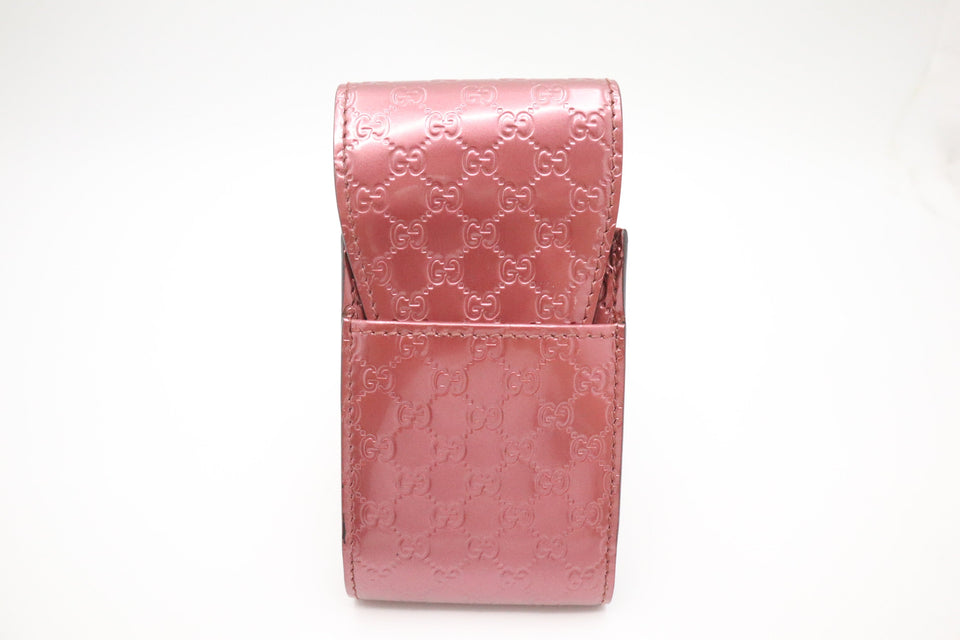 Gucci Cigarette Case in Metallic Pink Guccissima Patent Leather
