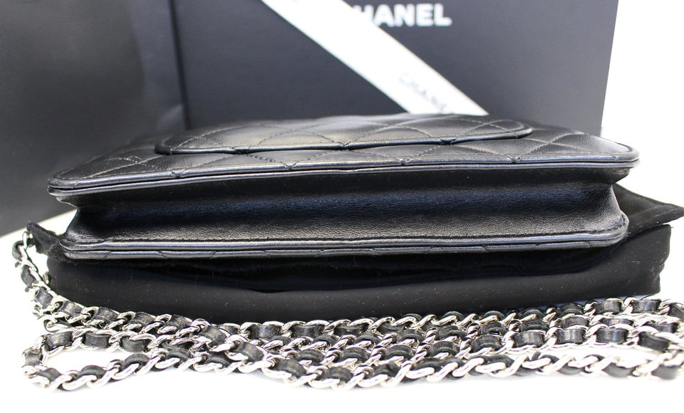 Chanel Black LambSkin Wallet On Chain WOC Clutch Crossbody Bag