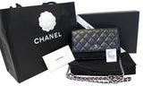 Chanel Black LambSkin Wallet On Chain WOC Clutch Crossbody Bag