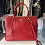 Prada Red Medium Galleria Double Zip Tote Bag