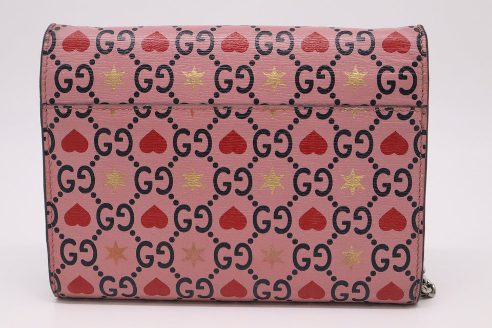 Gucci Valentine's Day Exclusive Mini Dionysus Shoulder Bag in Pink Hearts GG Leather