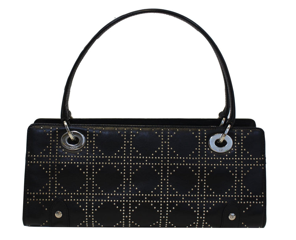Christian Dior Black Studded Lady Dior Shoulder Bag