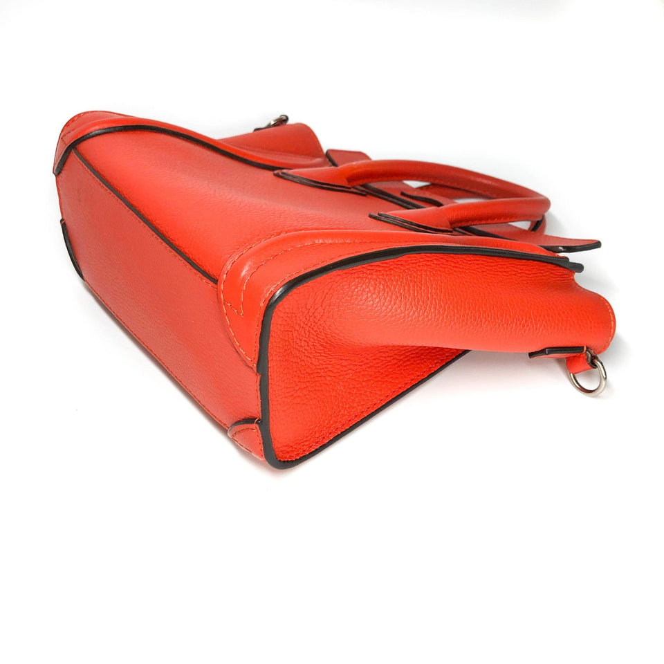 Nano Vermillion Orange Luggage Tote Crossbody Bag