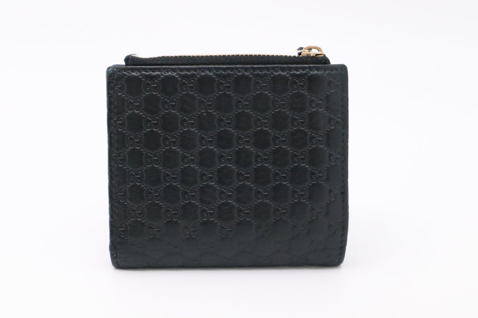 Gucci Compact Wallet in Black Micro Guccissima Leather