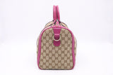 Gucci Boston Bag in Brown Canvas & Fuschia Leather
