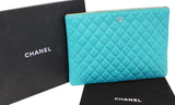 Chanel Turquoise Leather Document Case Clutch Bag