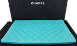 Chanel Turquoise Leather Document Case Clutch Bag