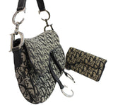 Christian Dior Denim Logo Double Saddle Bag with Pouch