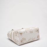 Christian Dior White / Gold Canvas Reverse Embroidered Toile De Joy Medium Lady D-Lite