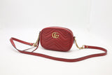 Gucci Marmont Mini Shoulder Bag in Red Leather