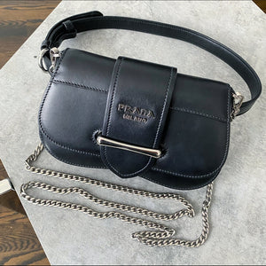 Prada Sidonie Black Leather Belt Bag and Crossbody