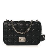 Dior Miss Dior Shoulder Bag in Black Lambskin Leather with Silver Hardware