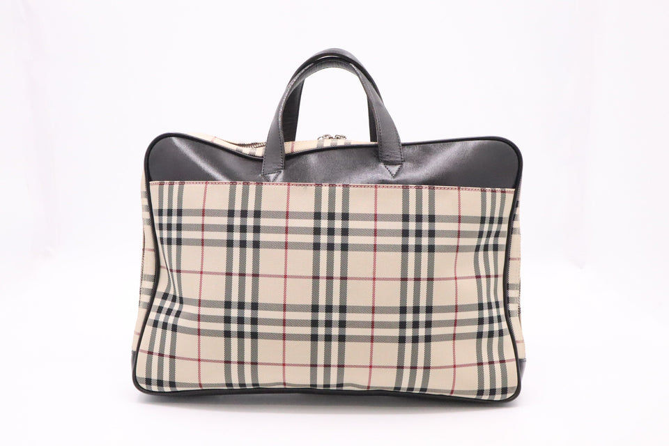 Burberry Business Bag in Beige Check Canvas
