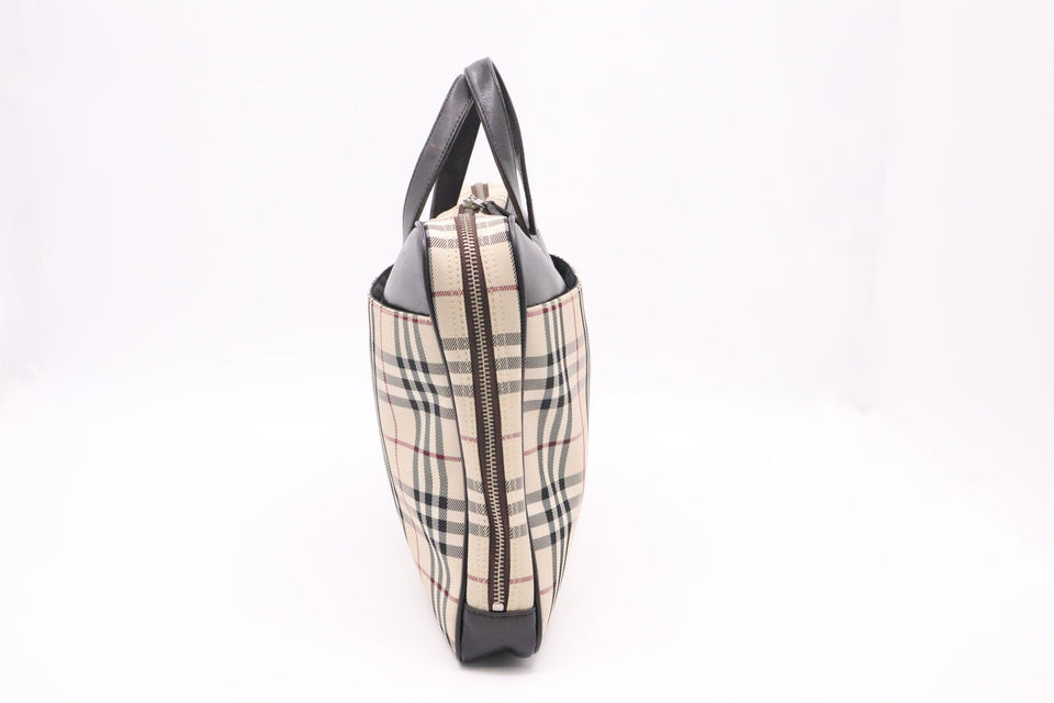 Burberry Business Bag in Beige Check Canvas