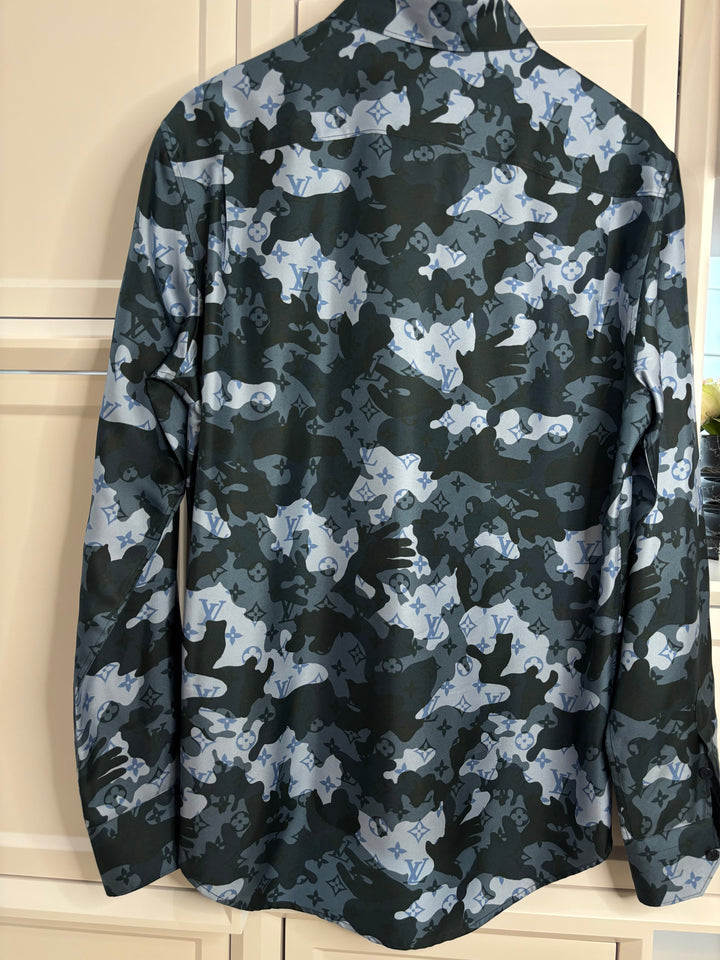 Louis Vuitton Multicolor Camo Regular Silk Shirt Size M