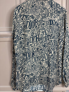 Dior White Logo Print Long Sleeve Shirt Men's Size 39