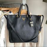 Prada Black Daino Leather Two Way Tote Bag