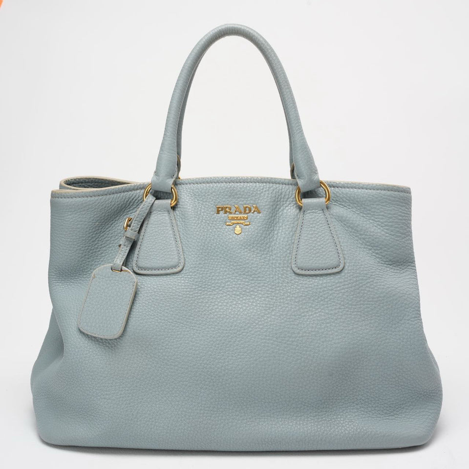 Prada Light Blue Saffiano Lux Leather Medium Galleria Tote