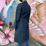 Prada Vintage Black Watered Moire Belted Trench Coat - IT42 / USA 6