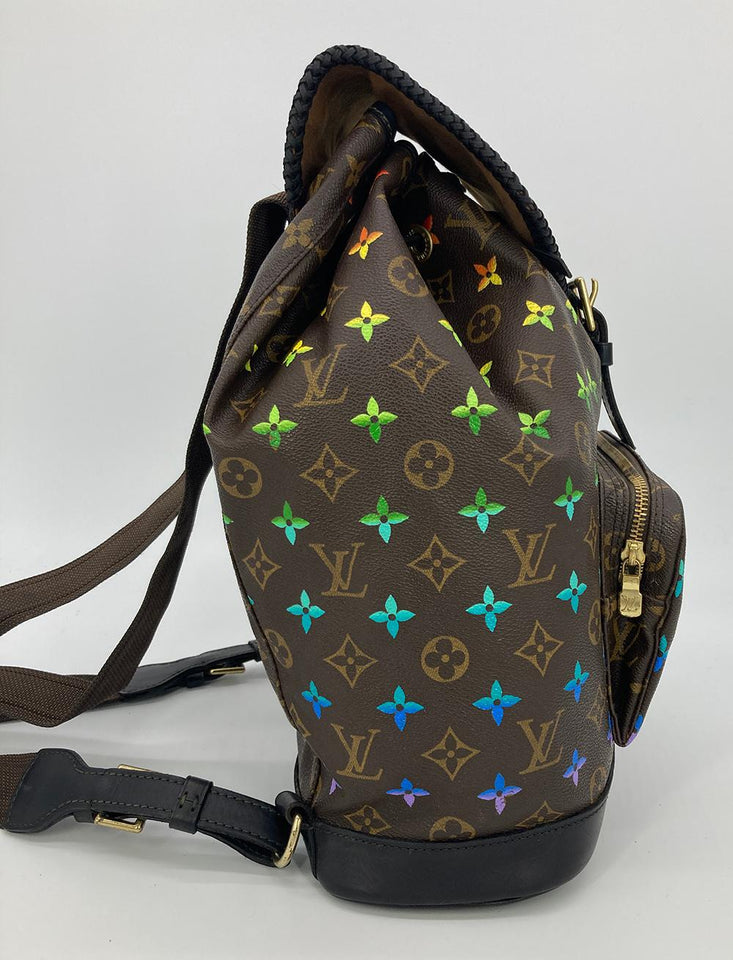 Louis Vuitton OOAK Hand Painted Leather Wrapped Montsouris GM Backpack