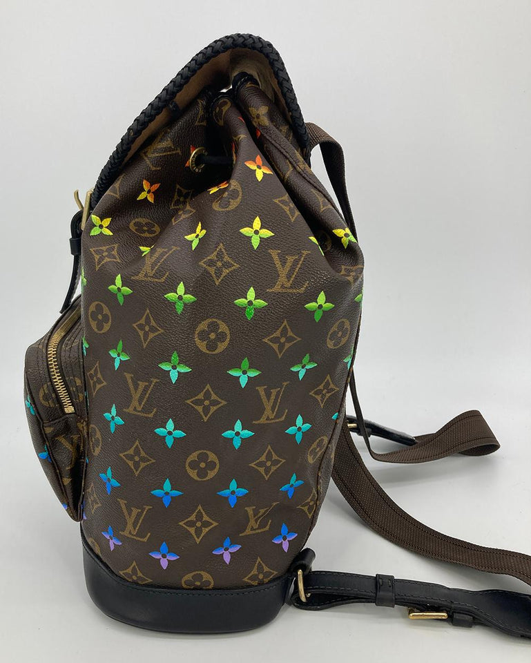 Louis Vuitton OOAK Hand Painted Leather Wrapped Montsouris GM Backpack