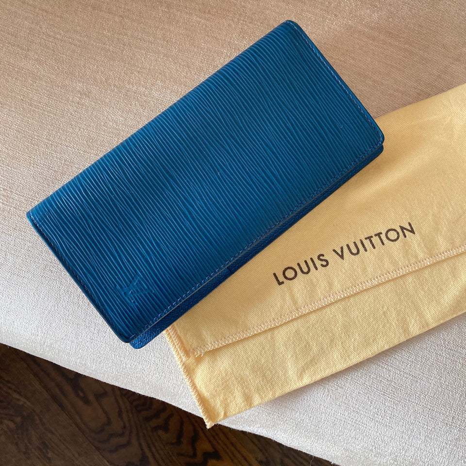 Louis Vuitton Blue Epi leather Brazza Bifold Long Wallet