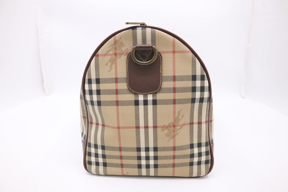 Burberry Travel Bag in Beige Check Coated Canvas