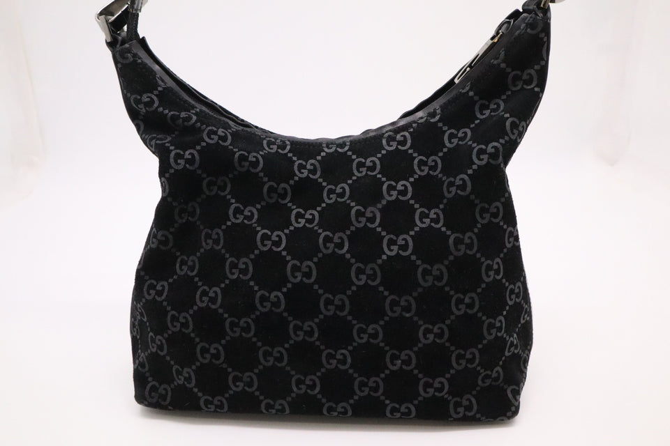 Gucci Shoulder Bag in Black GG Suede