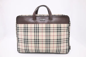Burberry Business Bag in Beige Check Canvas