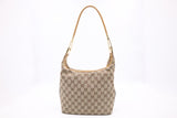 Gucci Shoulder Bag in GG Canvas & Tan Leather
