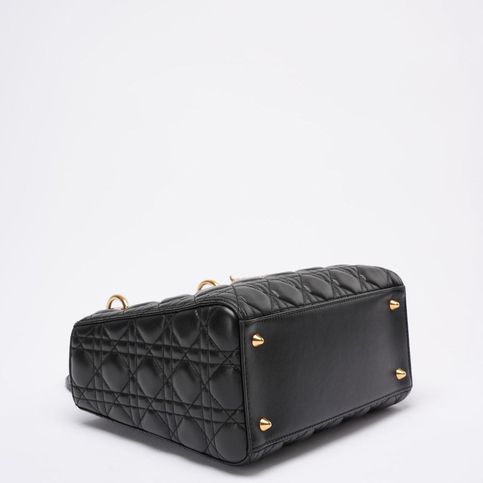Christian Dior Lady Dior Medium Bag Black Lambskin Leather