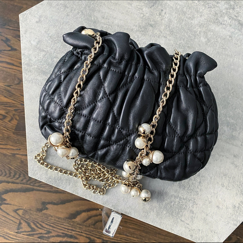 Dior Delices Small Black Cannage Chain Strap Bag