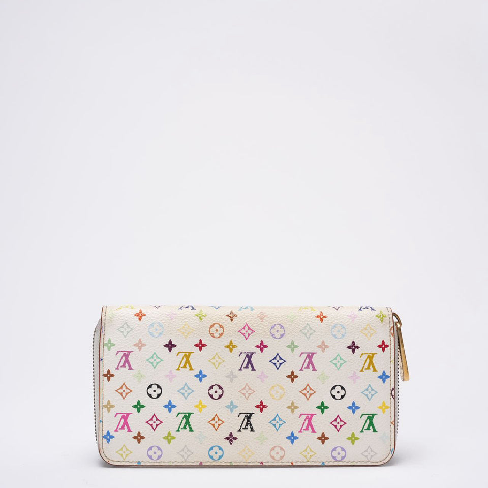 Louis Vuitton Multicolor Zippy Wallet White Takashi Murakami